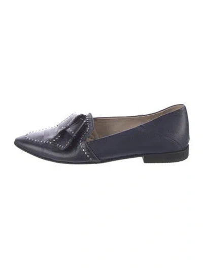 Pre-owned Tod's Leather Bow Accents Loafers In Blue