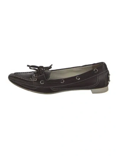 Pre-owned Tod's Leather Bow Accents Loafers In Brown