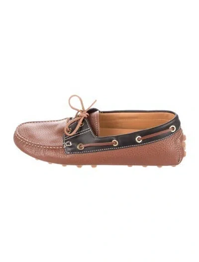 Pre-owned Tod's Leather Bow Accents Loafers In Brown