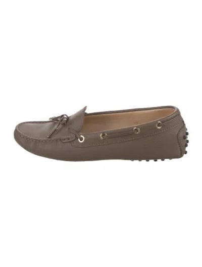 Pre-owned Tod's Leather Bow Accents Loafers In Brown