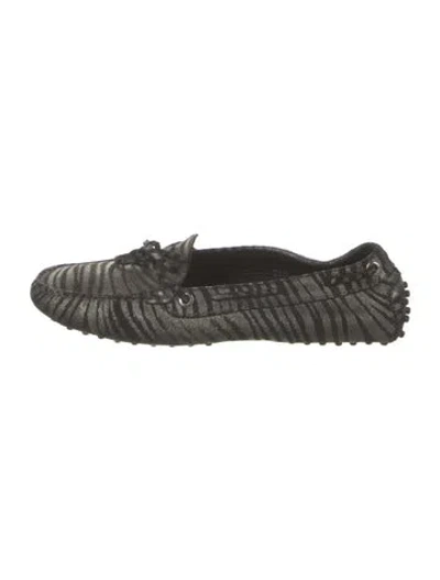 Pre-owned Tod's Leather Bow Accents Loafers In Gray