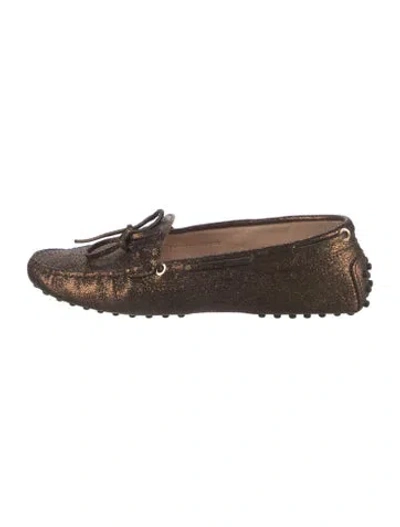Pre-owned Tod's Leather Bow Accents Moccasins