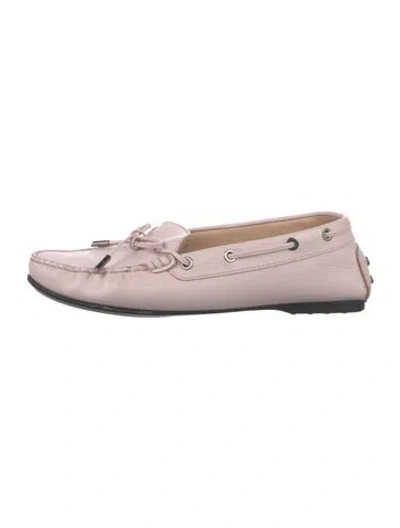 Pre-owned Tod's Leather Bow Accents Moccasins In Pink