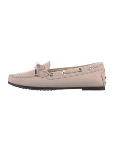 Pre-owned Tod's Leather Bow Accents Moccasins In Pink