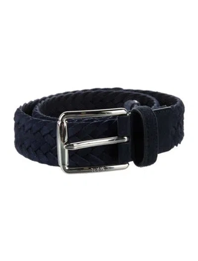 Pre-owned Tod's Leather Braided Accents Belt In Blue