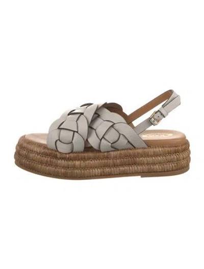 Pre-owned Tod's Leather Braided Accents Espadrilles In Neutral