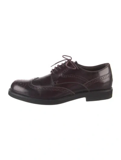 Pre-owned Tod's Leather Brogues In Burgundy