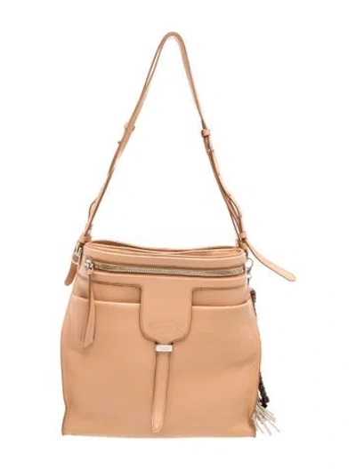 Pre-owned Tod's Leather Bucket Bag In Neutral
