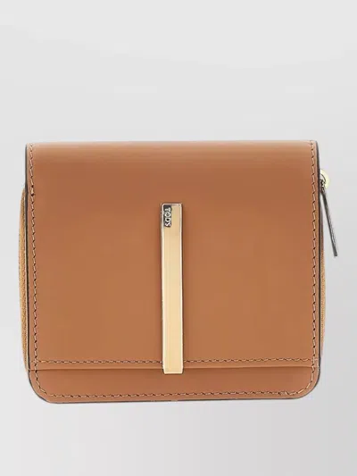 Tod's Leather Business Card Holder Wallet In Orange