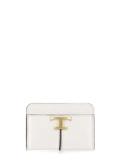 Tod's Leather Card Holder In Ivory
