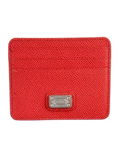 Pre-owned Tod's Leather Card Holder In Red