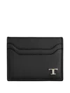 Tod's Slim Textured Compact Wallets In Black