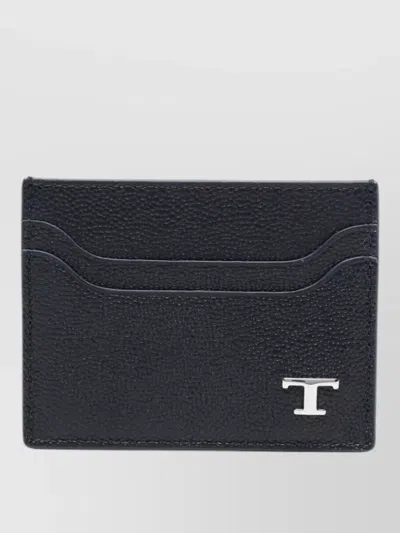 Tod's Leather Cardholder Textured Finish Metal T Logo