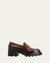 Tod's 女士麻花扣厚底粗跟乐福鞋休闲单鞋 In Cuoio Scuro