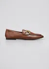 Tod's Leather Chain Slip-on Loafers In Brown