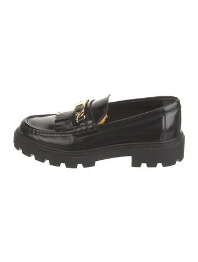 Pre-owned Tod's Leather Chain-link Accents Loafers In Black