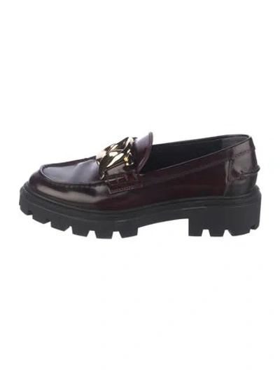 Pre-owned Tod's Leather Chain-link Accents Loafers In Black