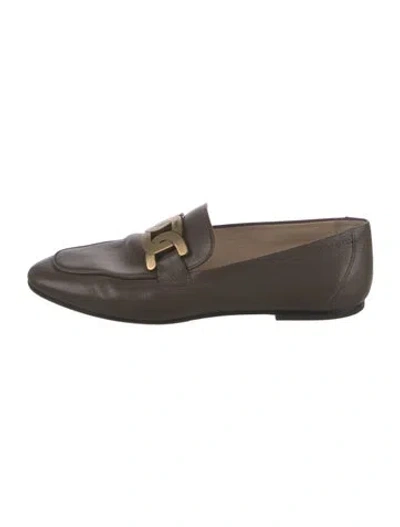 Pre-owned Tod's Leather Chain-link Accents Loafers In Brown