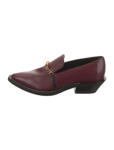 Pre-owned Tod's Leather Chain-link Accents Loafers In Burgundy
