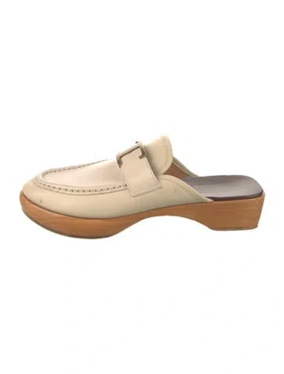 Pre-owned Tod's Leather Chain-link Accents Mules In Neutral