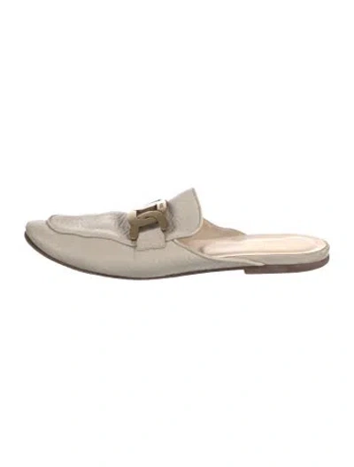 Pre-owned Tod's Leather Chain-link Accents Mules In Neutrals