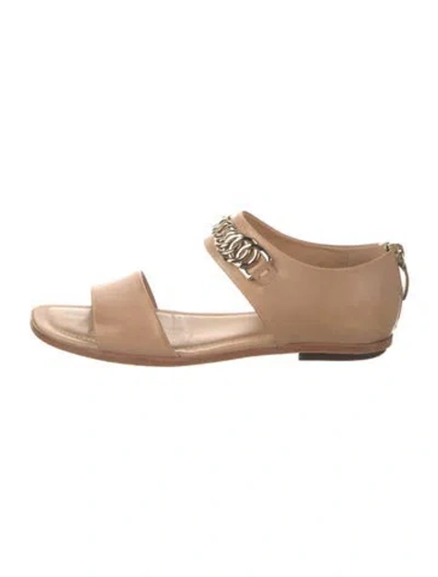 Pre-owned Tod's Leather Chain-link Accents Sandals In Neutral