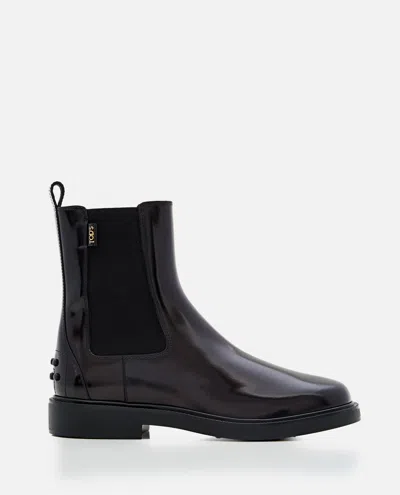 Tod's 20mm Brushed Leather Ankle Boots In Black