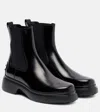 Tod's Black Leather Ankle Boots With Elastic Panels In Black