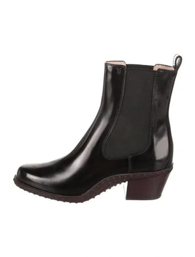 Pre-owned Tod's Leather Chelsea Boots In Black