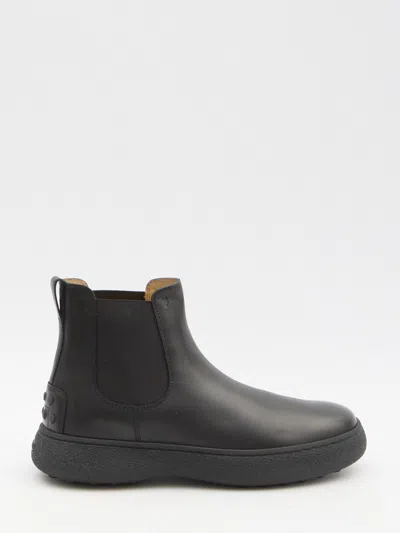 Tod's Leather Chelsea Boots In Black