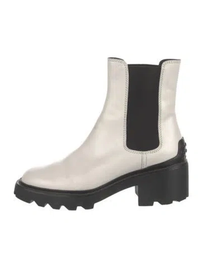 Pre-owned Tod's Leather Chelsea Boots In Black/white