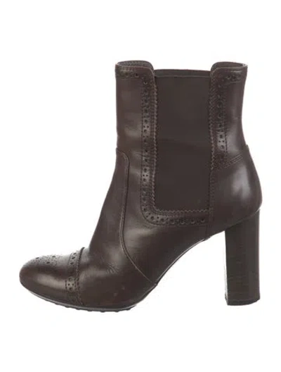 Pre-owned Tod's Leather Chelsea Boots In Brown