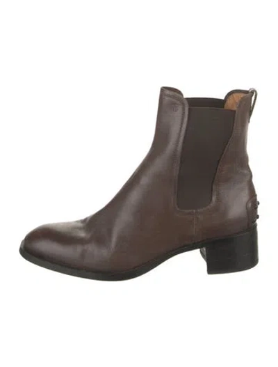 Pre-owned Tod's Leather Chelsea Boots In Brown