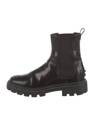 Pre-owned Tod's Leather Chelsea Boots In Burgundy