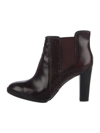 Pre-owned Tod's Leather Chelsea Boots In Burgundy
