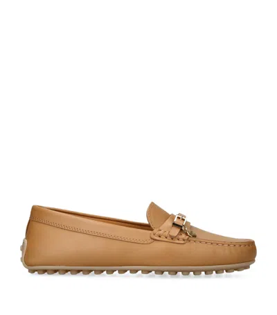 Tod's Leather City Gommino Driving Shoes In Sand