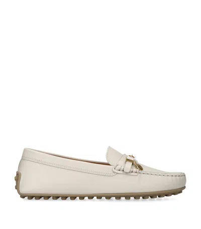 Tod's Leather City Gommino Driving Shoes In White