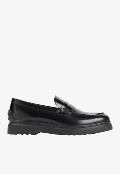 Tod's Leather Classic Penny Loafers In Black