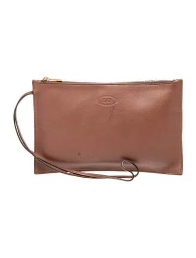 Pre-owned Tod's Leather Clutch In Brown