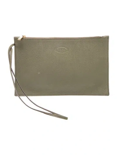 Pre-owned Tod's Leather Clutch In Grey