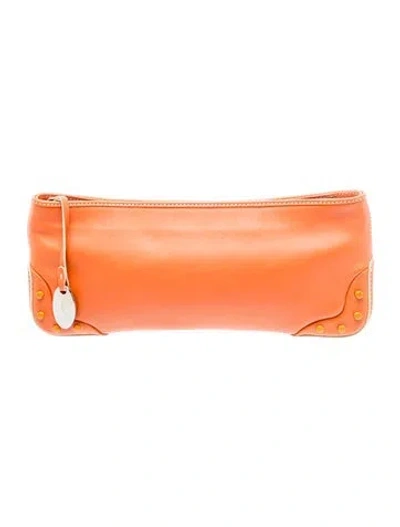 Pre-owned Tod's Leather Clutch In Orange