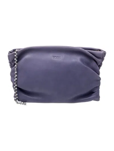 Pre-owned Tod's Leather Clutch In Purple