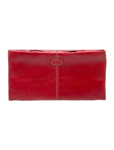 Pre-owned Tod's Leather Clutch In Red