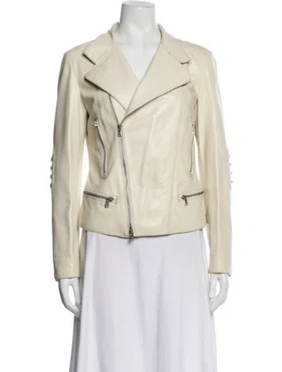 Pre-owned Tod's Leather Coat In Neutrals/yellow
