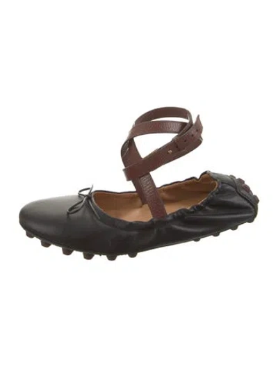 Pre-owned Tod's Leather Colorblock Pattern Ballet Flats In Black
