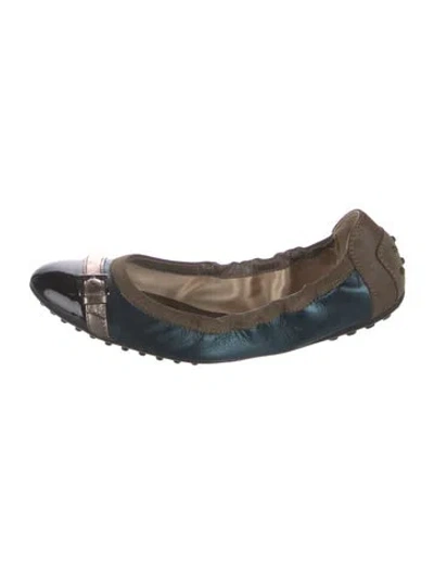 Pre-owned Tod's Leather Colorblock Pattern Ballet Flats In Brown