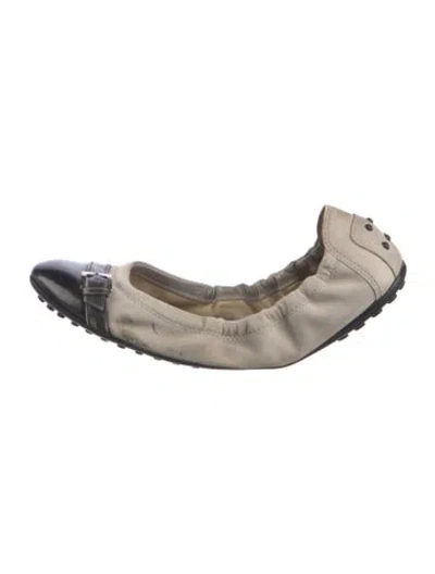 Pre-owned Tod's Leather Colorblock Pattern Ballet Flats In Neutral