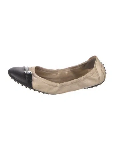 Pre-owned Tod's Leather Colorblock Pattern Ballet Flats In Neutral