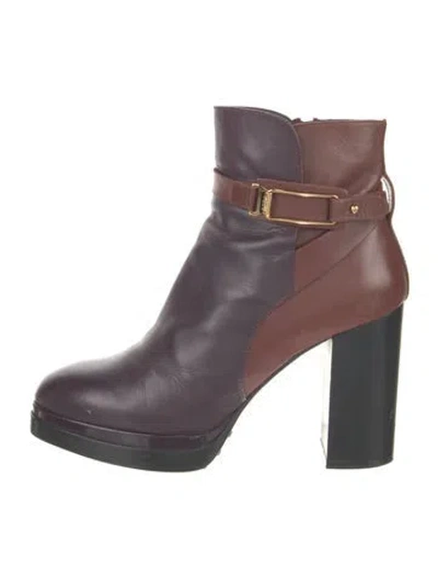 Pre-owned Tod's Leather Colorblock Pattern Boots In Brown