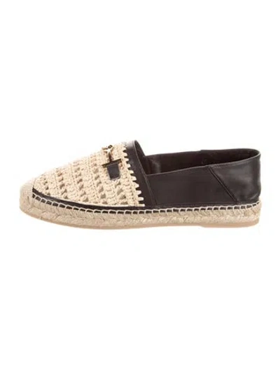 Pre-owned Tod's Leather Colorblock Pattern Espadrilles In Black